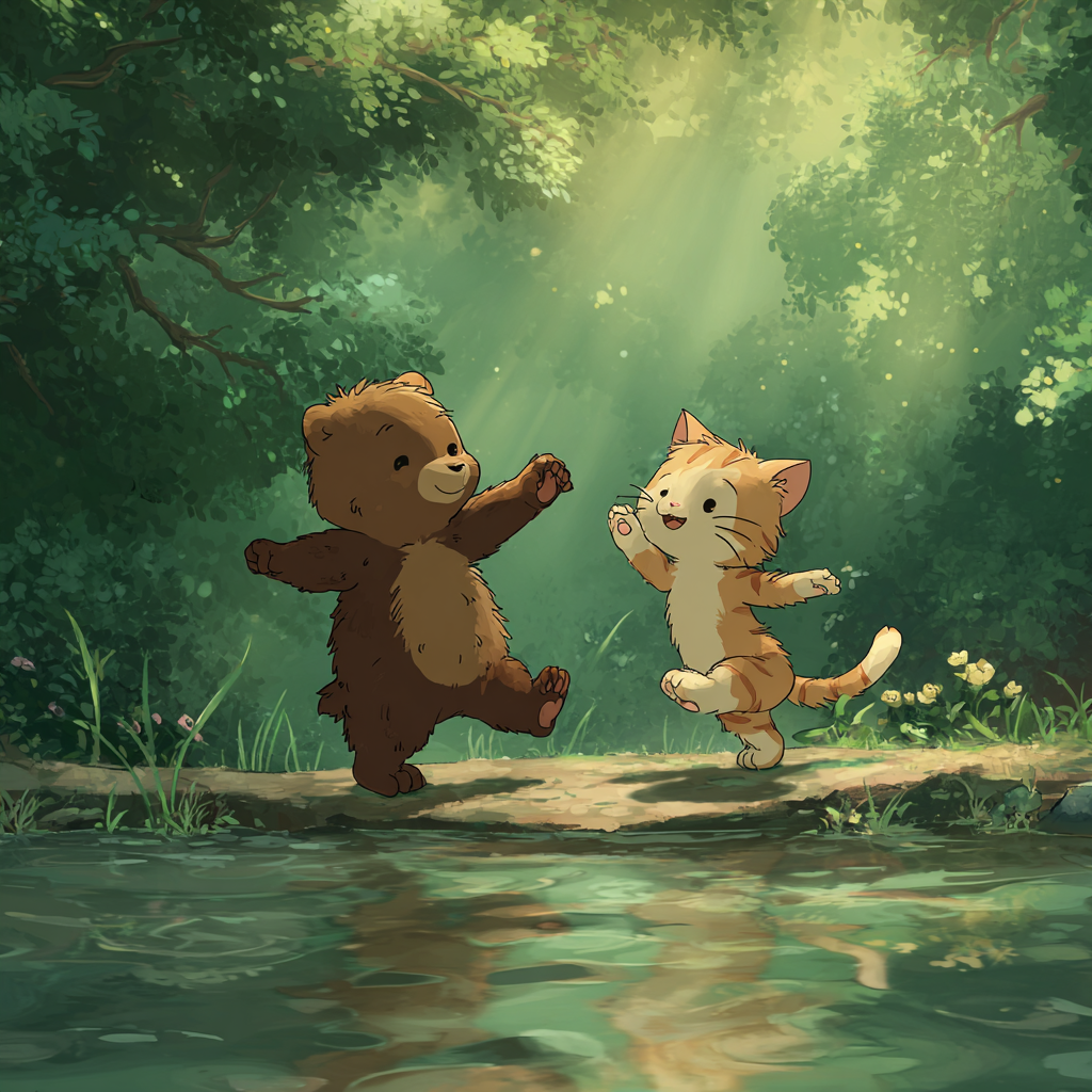 小熊和小猫跳舞