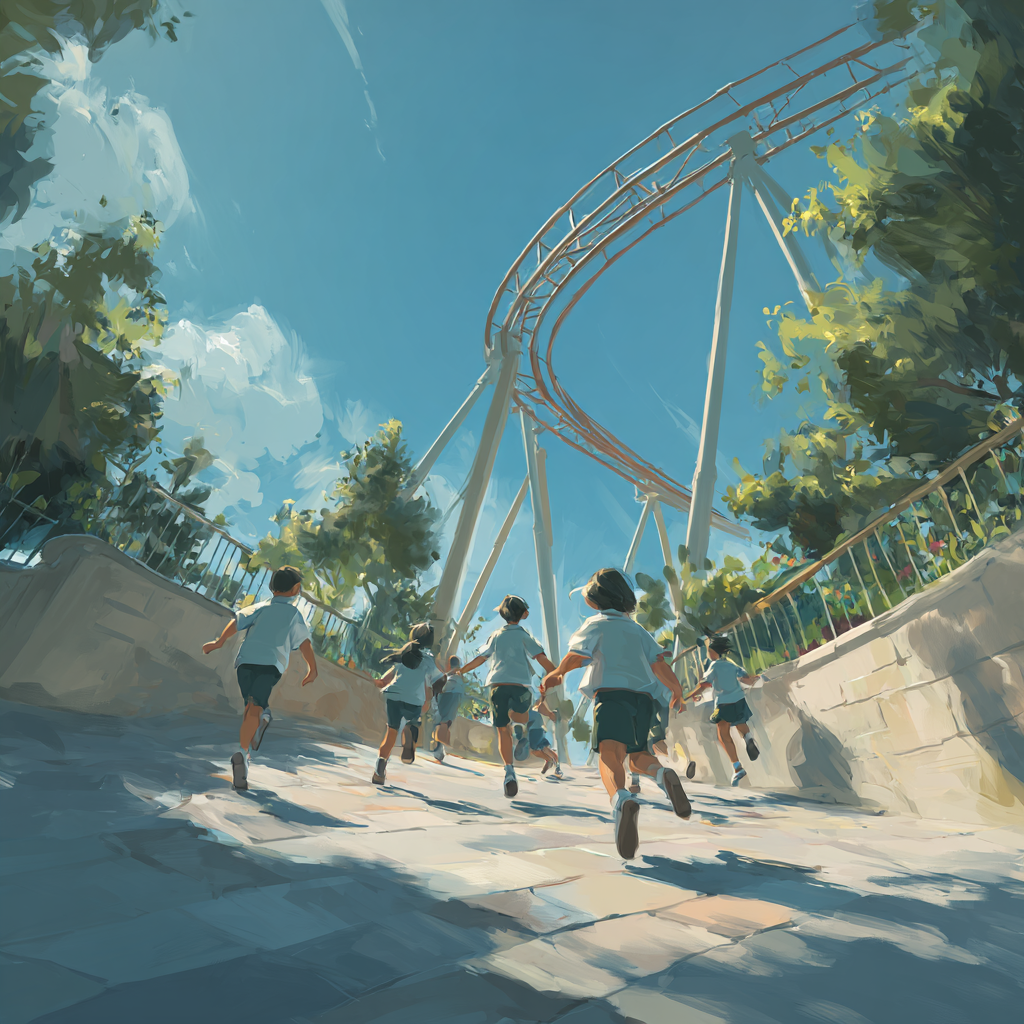 过山车下的孩子