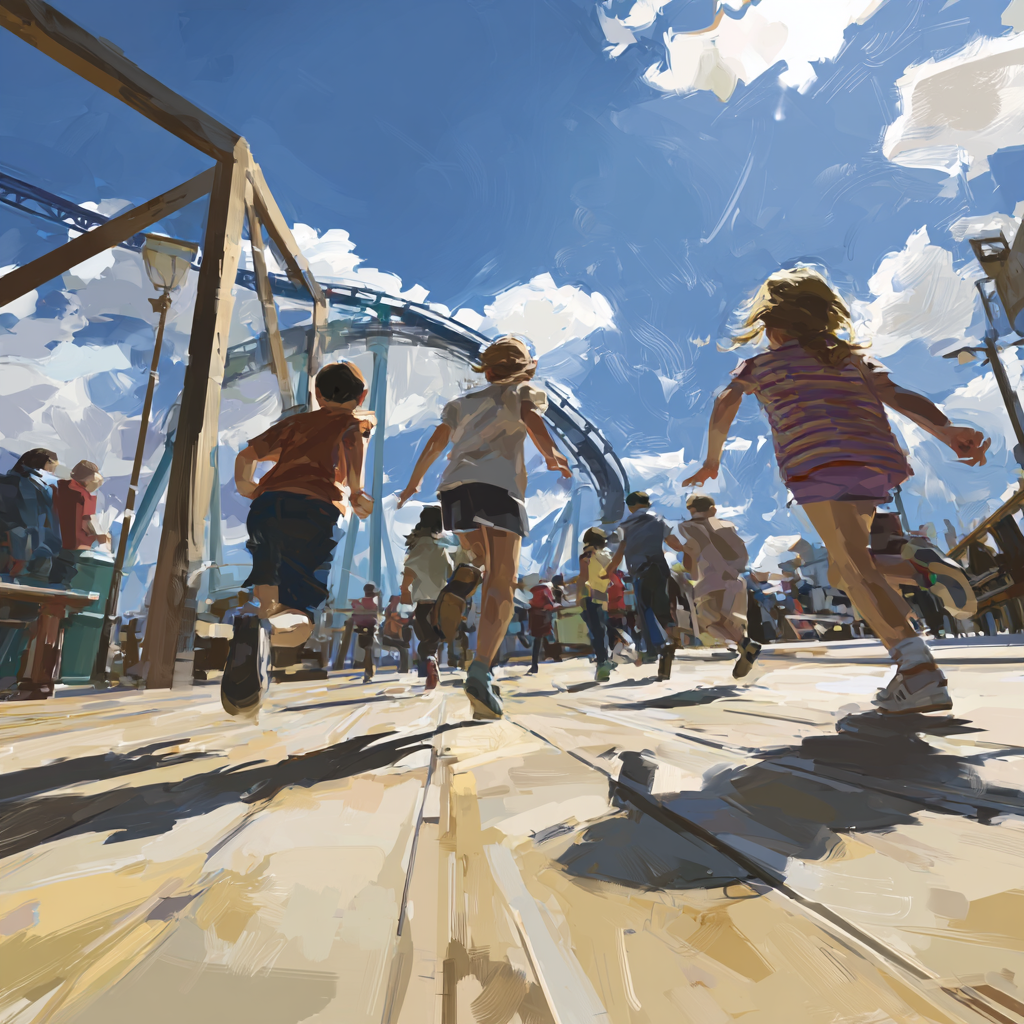 过山车下的孩子