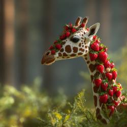吃草莓的长颈鹿