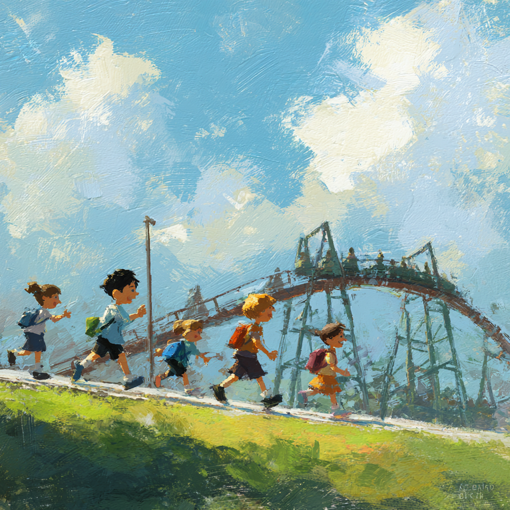 过山车下的孩子