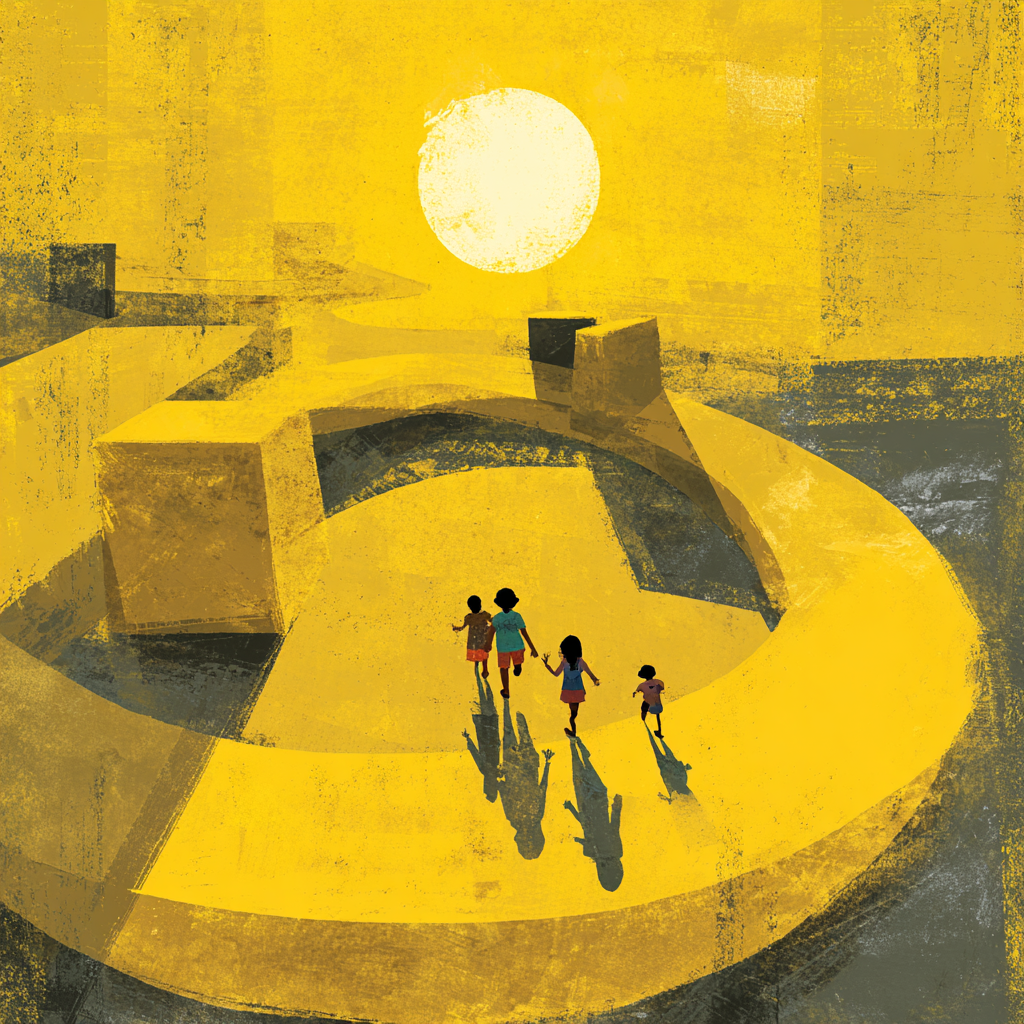 过山车下的孩子