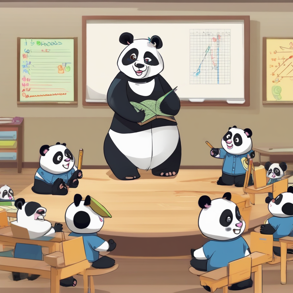 一个全是熊猫的课堂