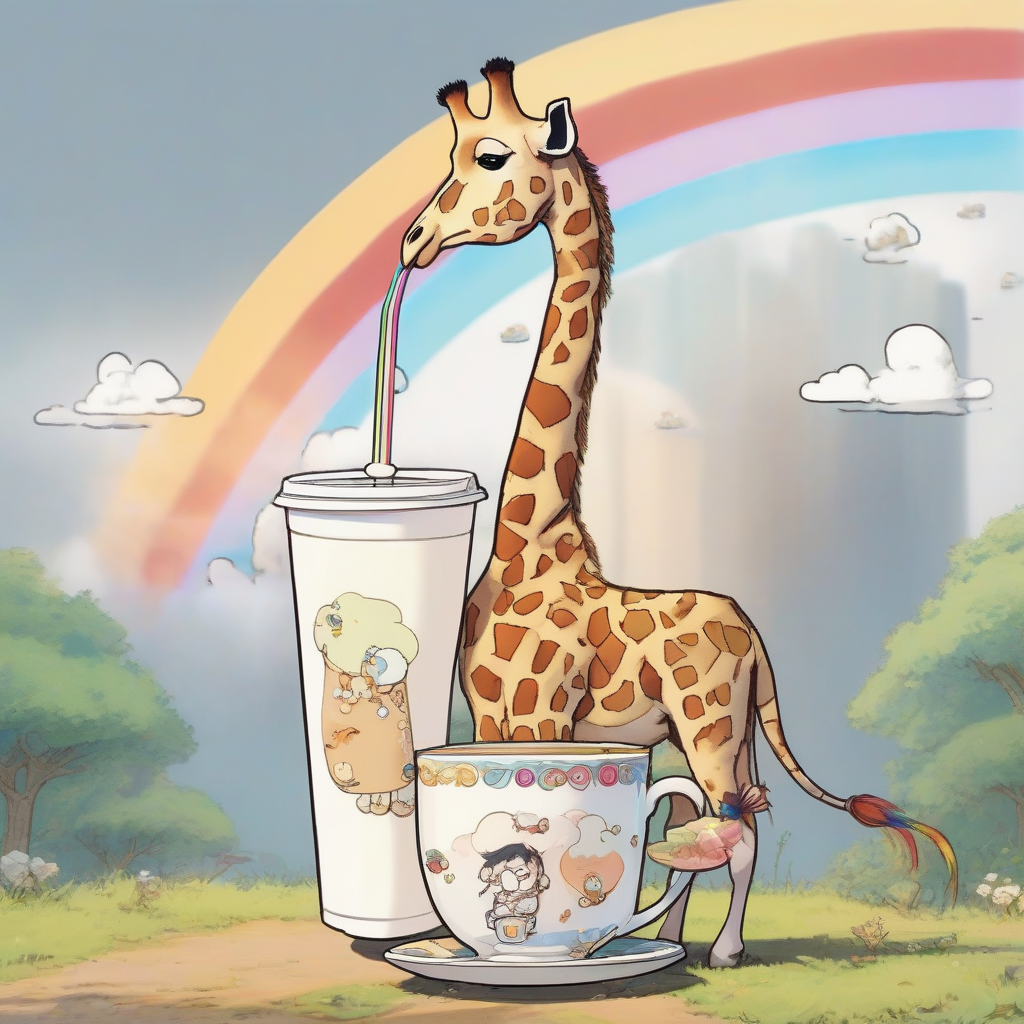长颈鹿喝奶茶